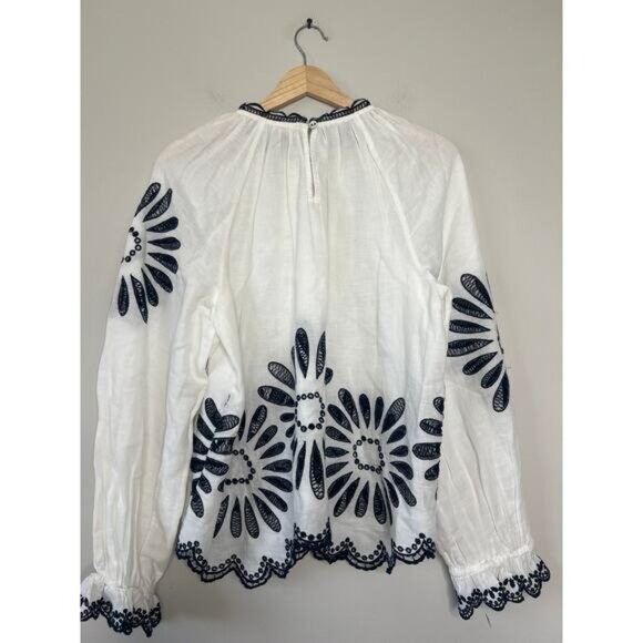 NEW Ulla Johnson Porcelain Louisa Scalloped Eyelet Ruffled Blouse White Size: 10 - Picture 6 of 7
